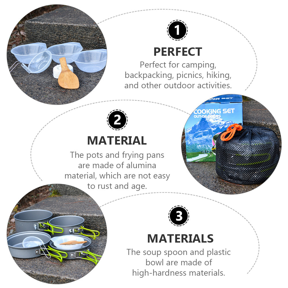1Set Portable Camping Cookware - مراجعة Camping Cooking Backpack وسعره