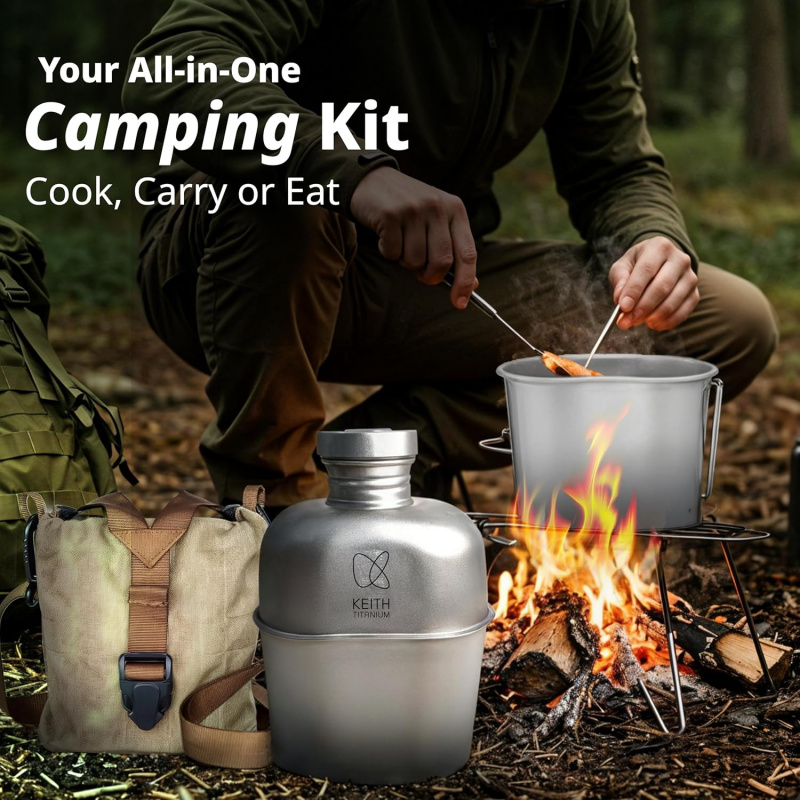 Keith Titanium Bottle Outdoor  - مراجعة Mess Kit Titanium وسعره