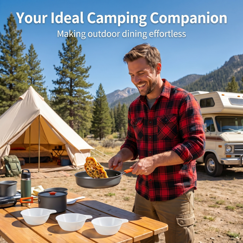 10PCS Ultralight Portable Alum - مراجعة Camping Cooking Set With Kettle وسعره
