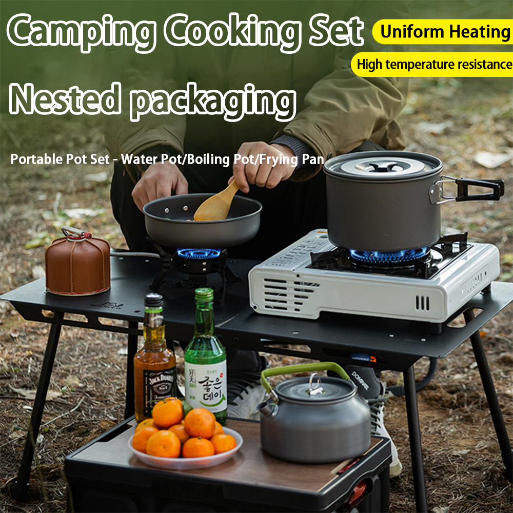 Outdoor cooking set with large - مراجعة Nesting Camping Cooking Set وسعره