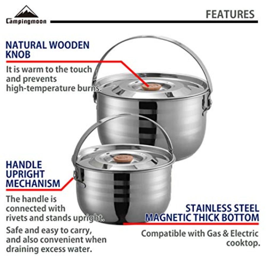 CAMPINGMOON Camping Cookware S - مراجعة Nesting Camping Cooking Set وسعره