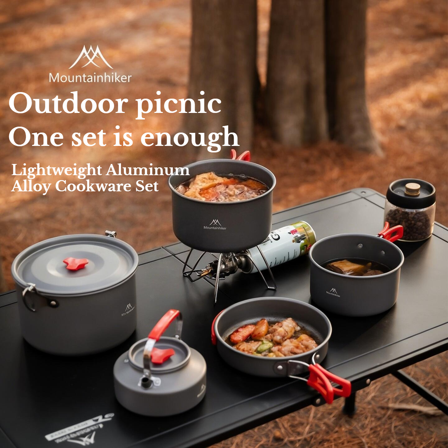 MOUNTAINHIKER Camping Cookware - مراجعة Camping Cooking Set With Kettle وسعره