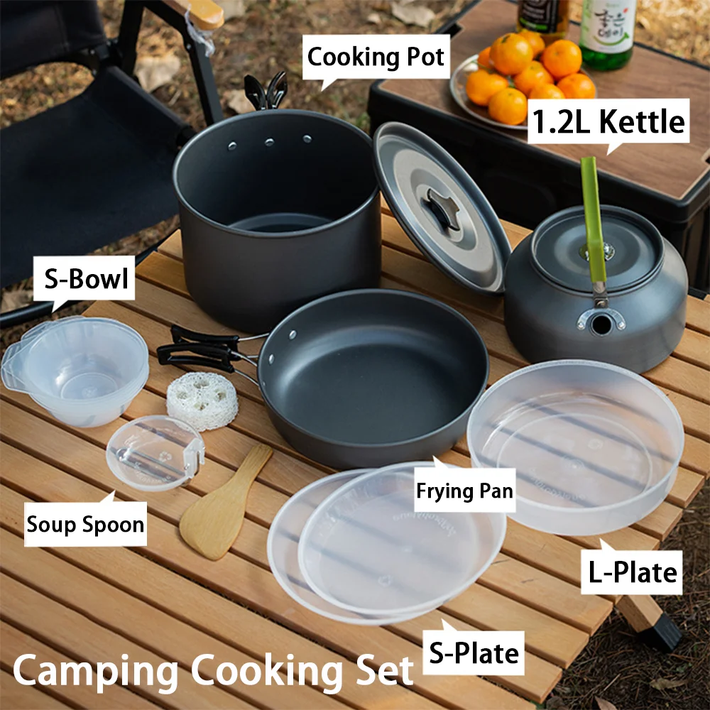 Large Capacity Non-Stick Campi - مراجعة Nesting Camping Cooking Set وسعره