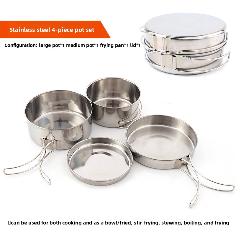 CLS 4-Piece Stainless Steel Ca - مراجعة Nesting Camping Cooking Set وسعره