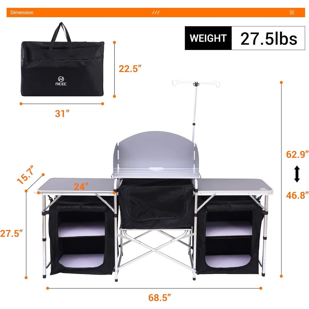 Portable Outdoor Cooking Stati - مراجعة Camping Cooking Table With Windshield وسعره