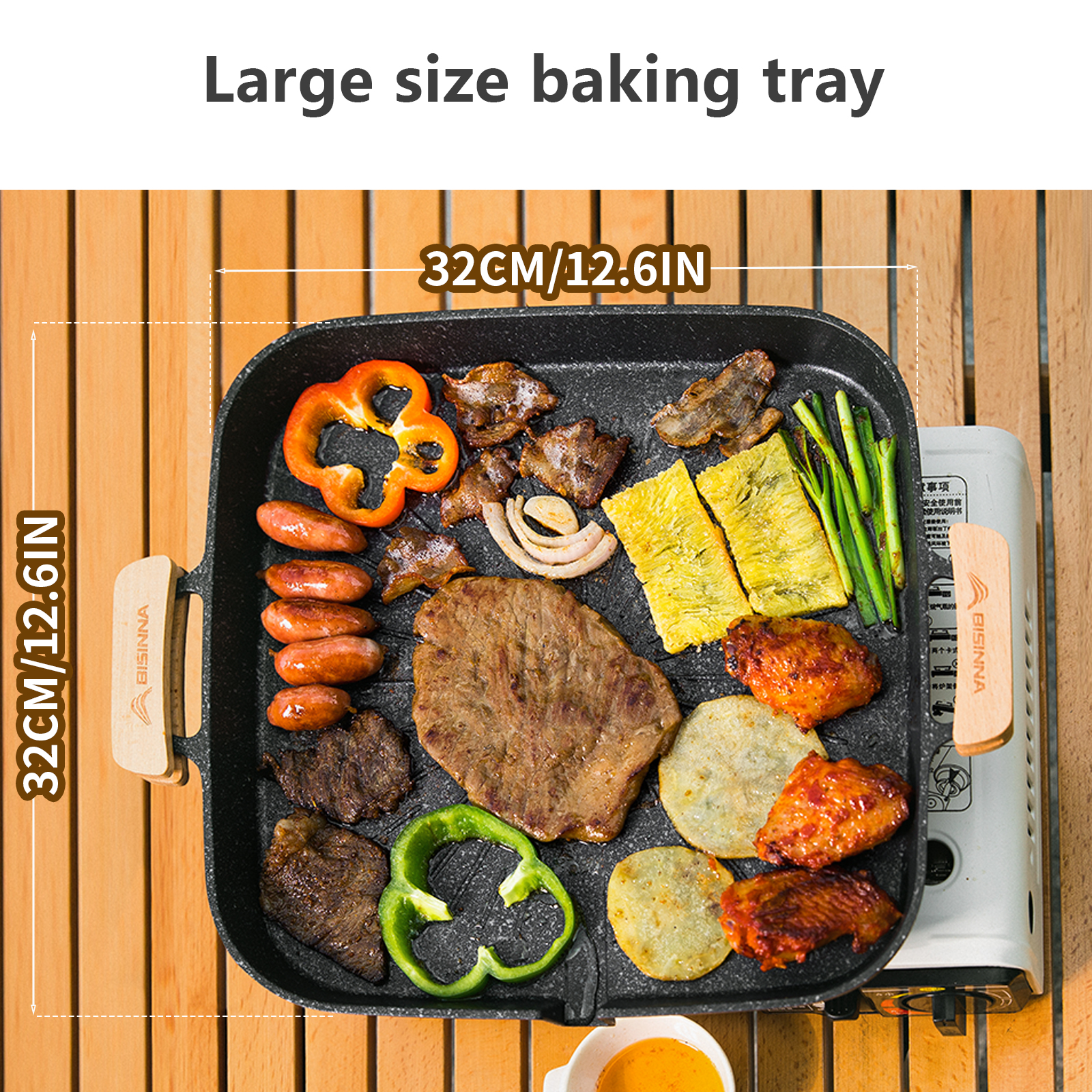 BISINNA Square BBQ Grill Pan N - مراجعة Camping Cooking Plate وسعره