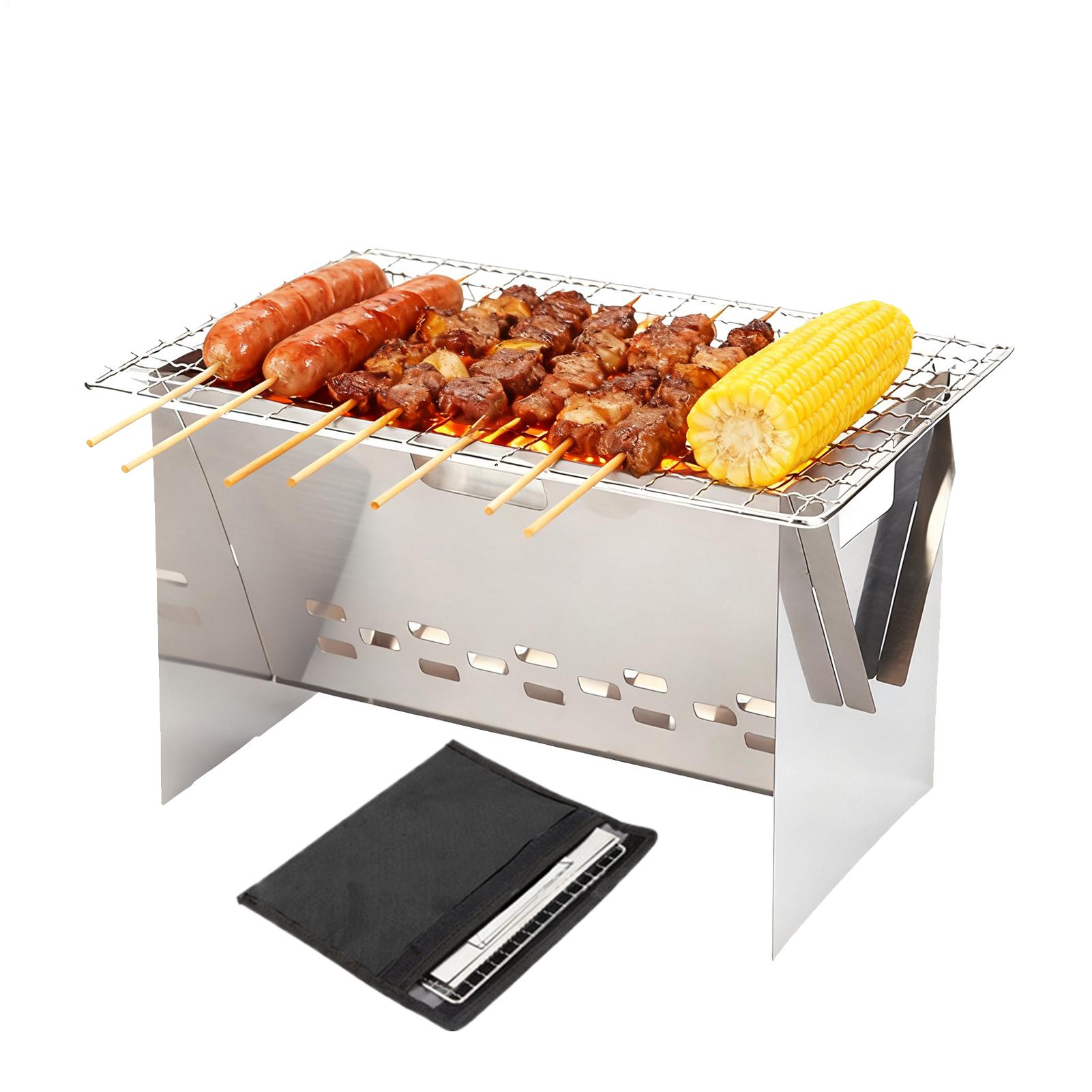 Stainless steel Charcoal Grill - مراجعة Camping Cooking Fire Stove وسعره