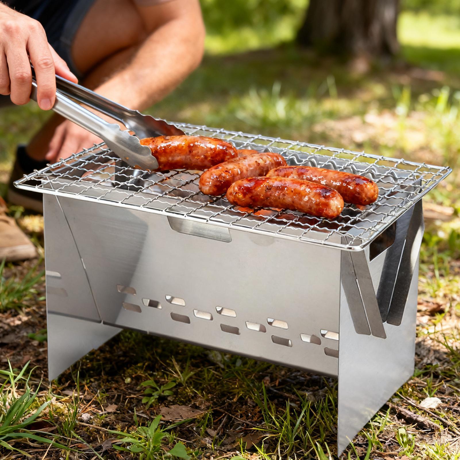 Stainless steel Charcoal Grill - مراجعة Camping Cooking Fire Stove وسعره