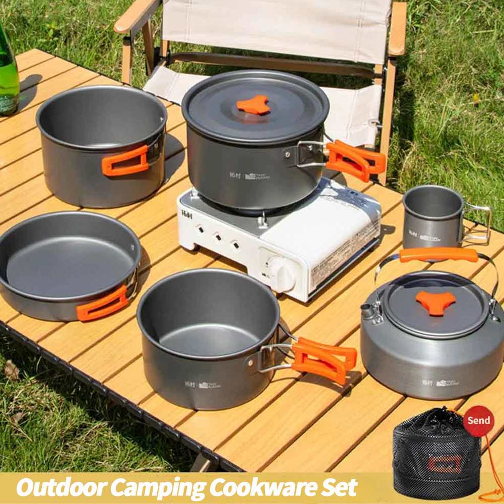 Camping Cookware Set Outdoor C - مراجعة Camping Cooking Set With Kettle وسعره