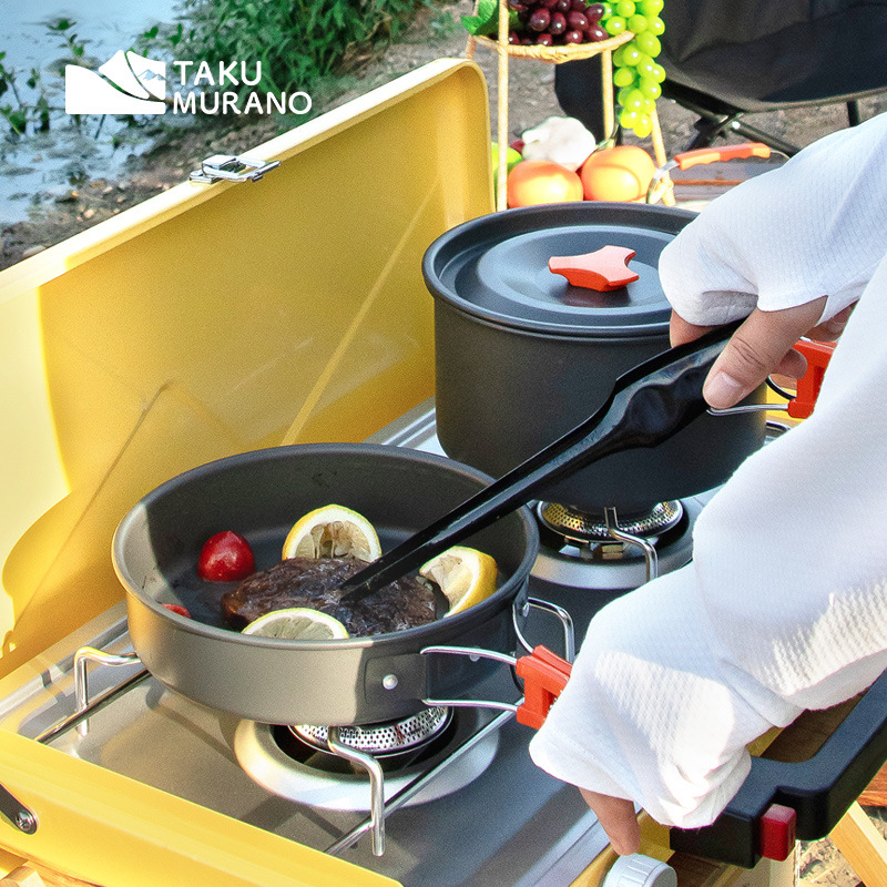 Camping Cookware Set Outdoor C - مراجعة Camping Cooking Set With Kettle وسعره