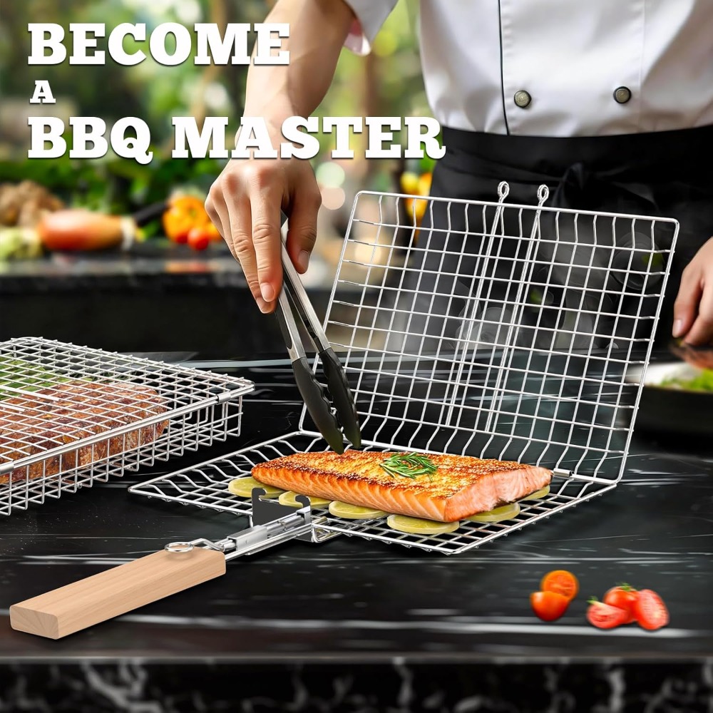 Fish Grill Basket Set, Removab - مراجعة Nesting Camping Cooking Set وسعره