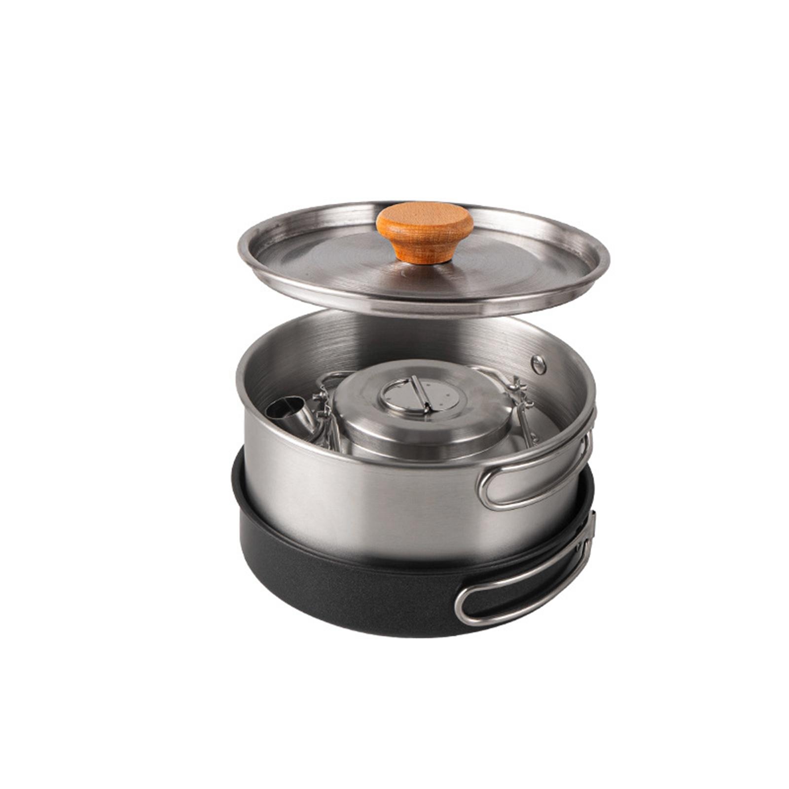 Camping Cookware Camping Cooki - مراجعة Camping Cooking Set With Kettle وسعره