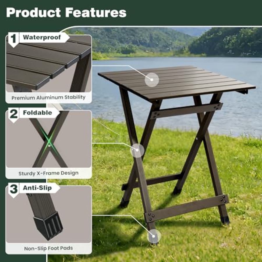 Folding Camping Table - Lightw - مراجعة Camping Cooking Table With Windshield وسعره