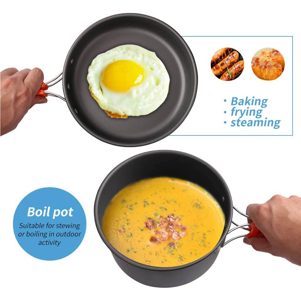 Outdoor camping cooking set, n - مراجعة Camping Cooking Set With Kettle وسعره