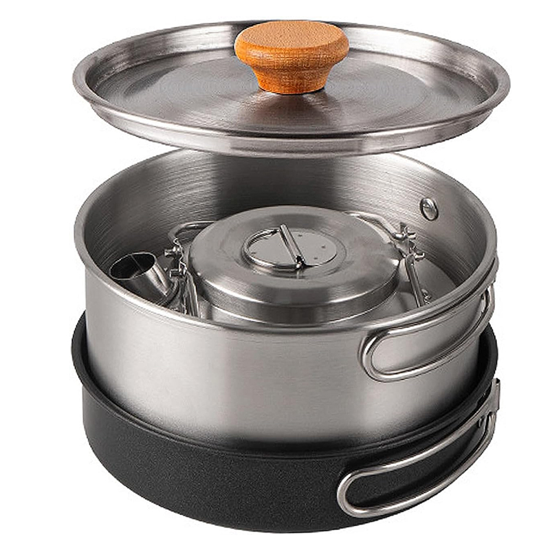 High-Grade 304 Stainless Steel - مراجعة Camping Cooking Set With Kettle وسعره