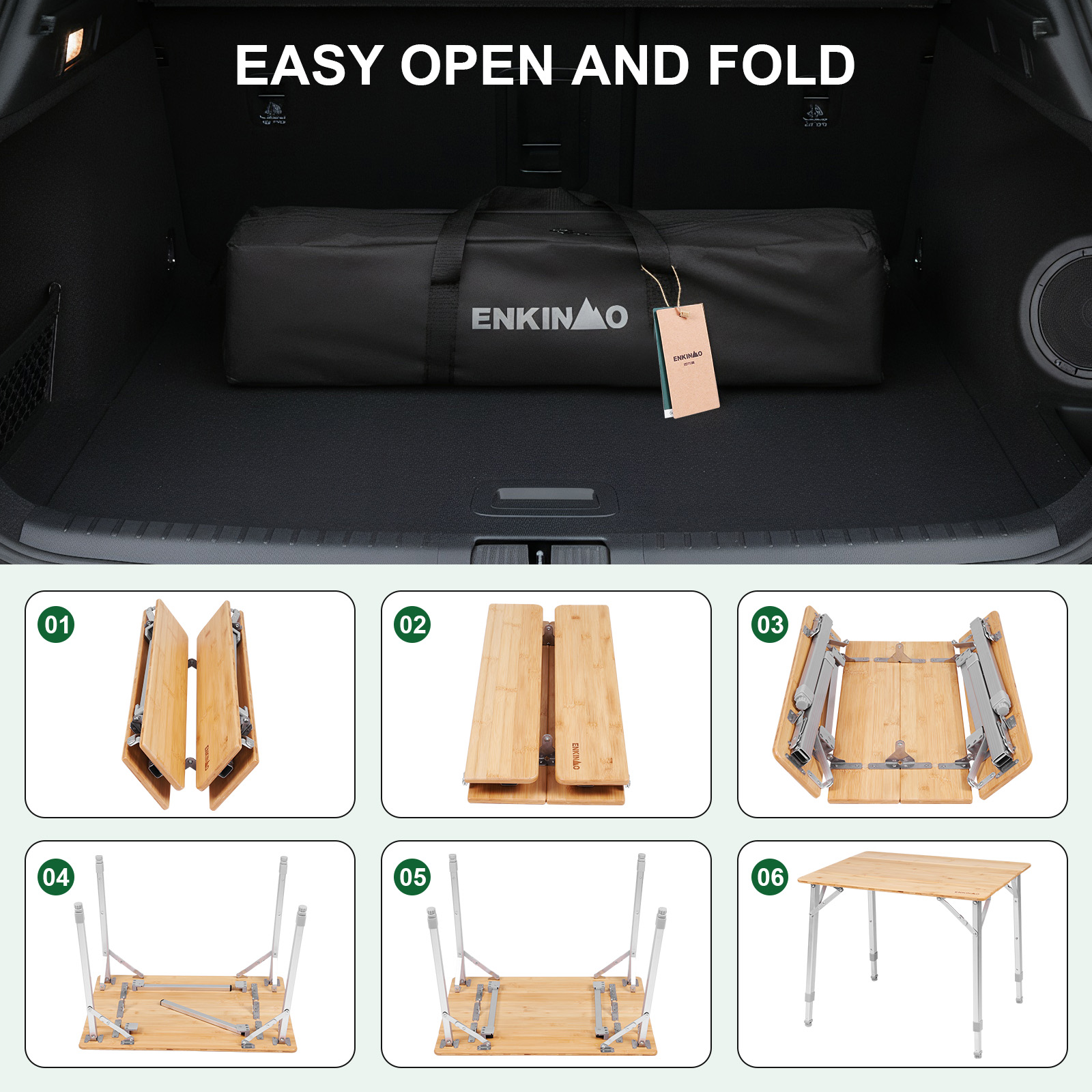 Adjustable Height Folding Bamb - مراجعة Camping Cooking Table وسعره