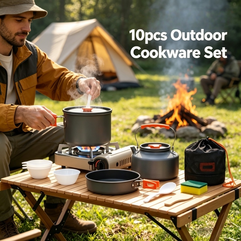 Camping Cookware Set Outdoor P - مراجعة Camping Cooking Essentials وسعره