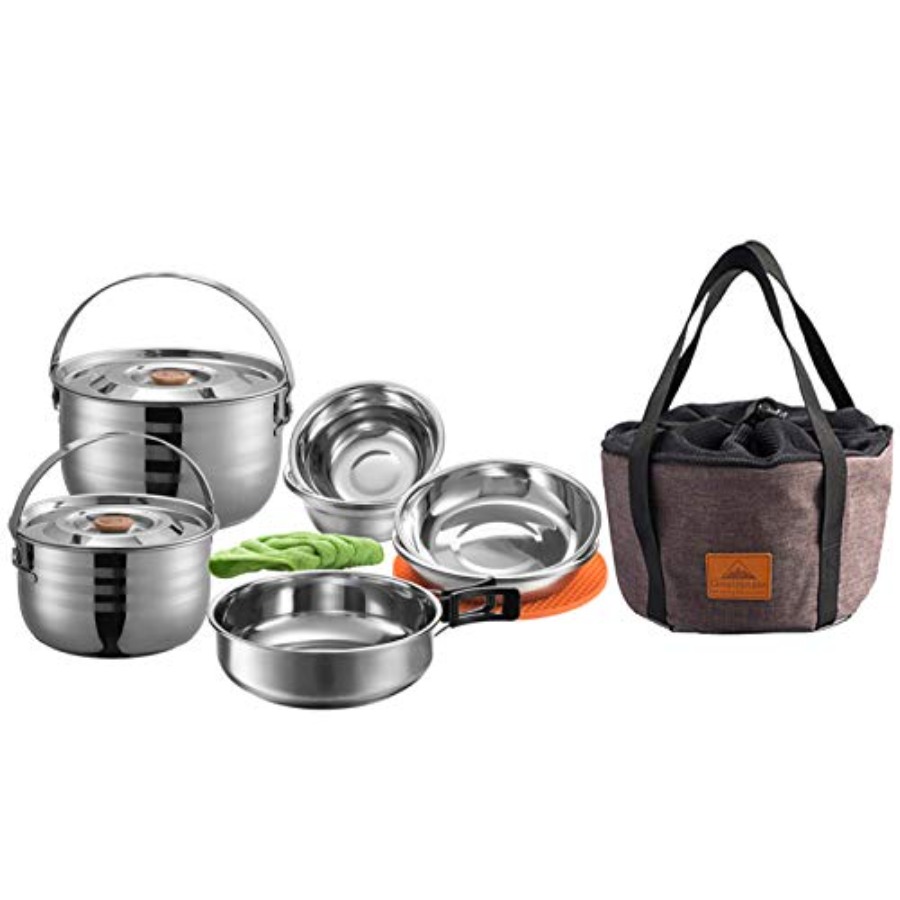 CAMPINGMOON Camping Cookware S - مراجعة Nesting Camping Cooking Set وسعره