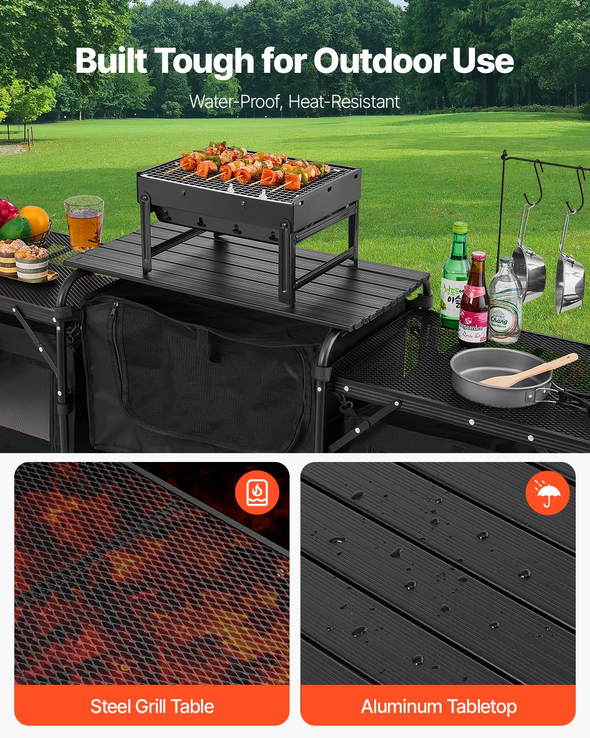 Camping Kitchen Table Portable - مراجعة Camping Cooking Table With Windshield وسعره