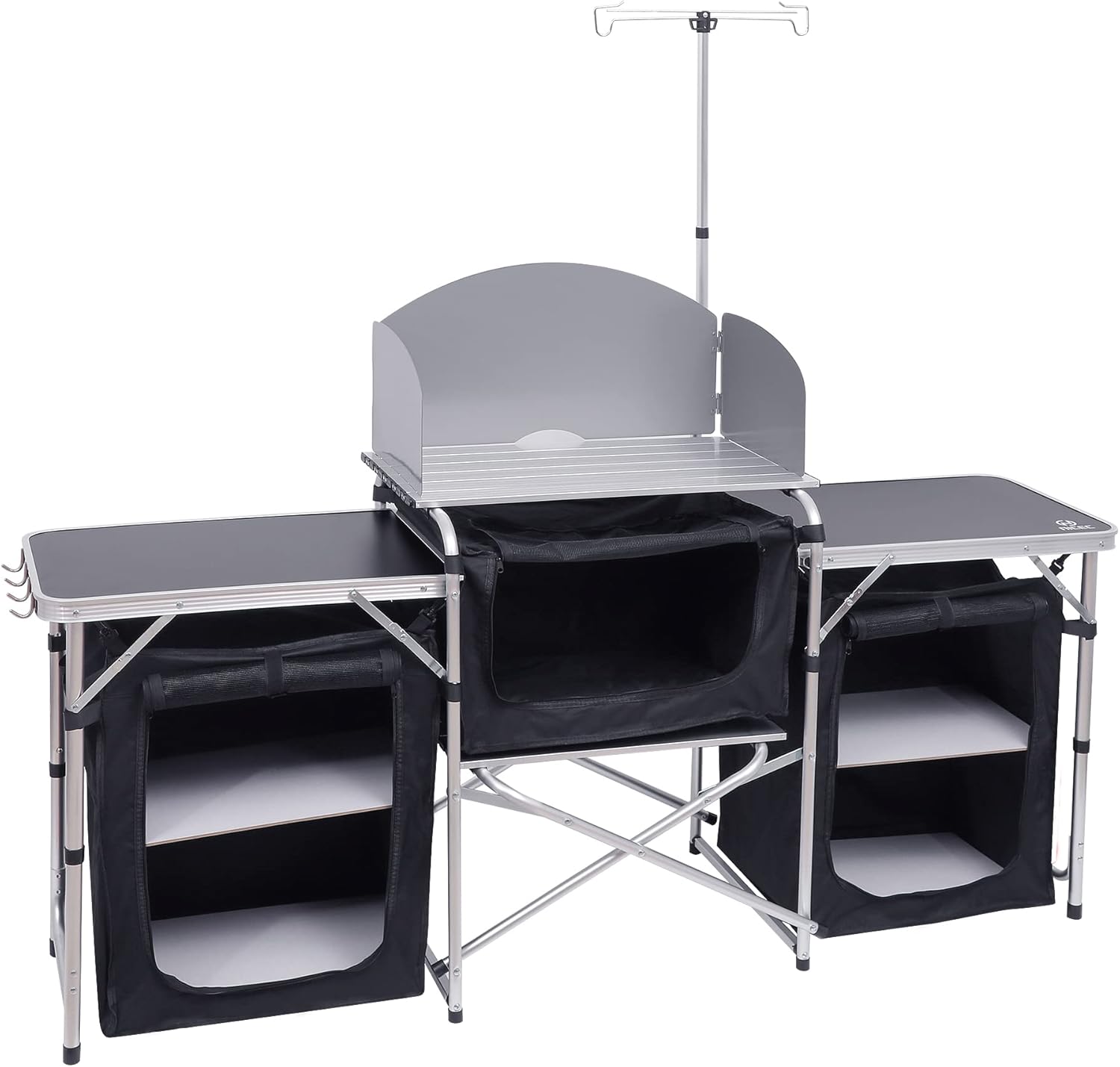 Camping Kitchen Table, Folding - مراجعة Camping Cooking Table With Windshield وسعره