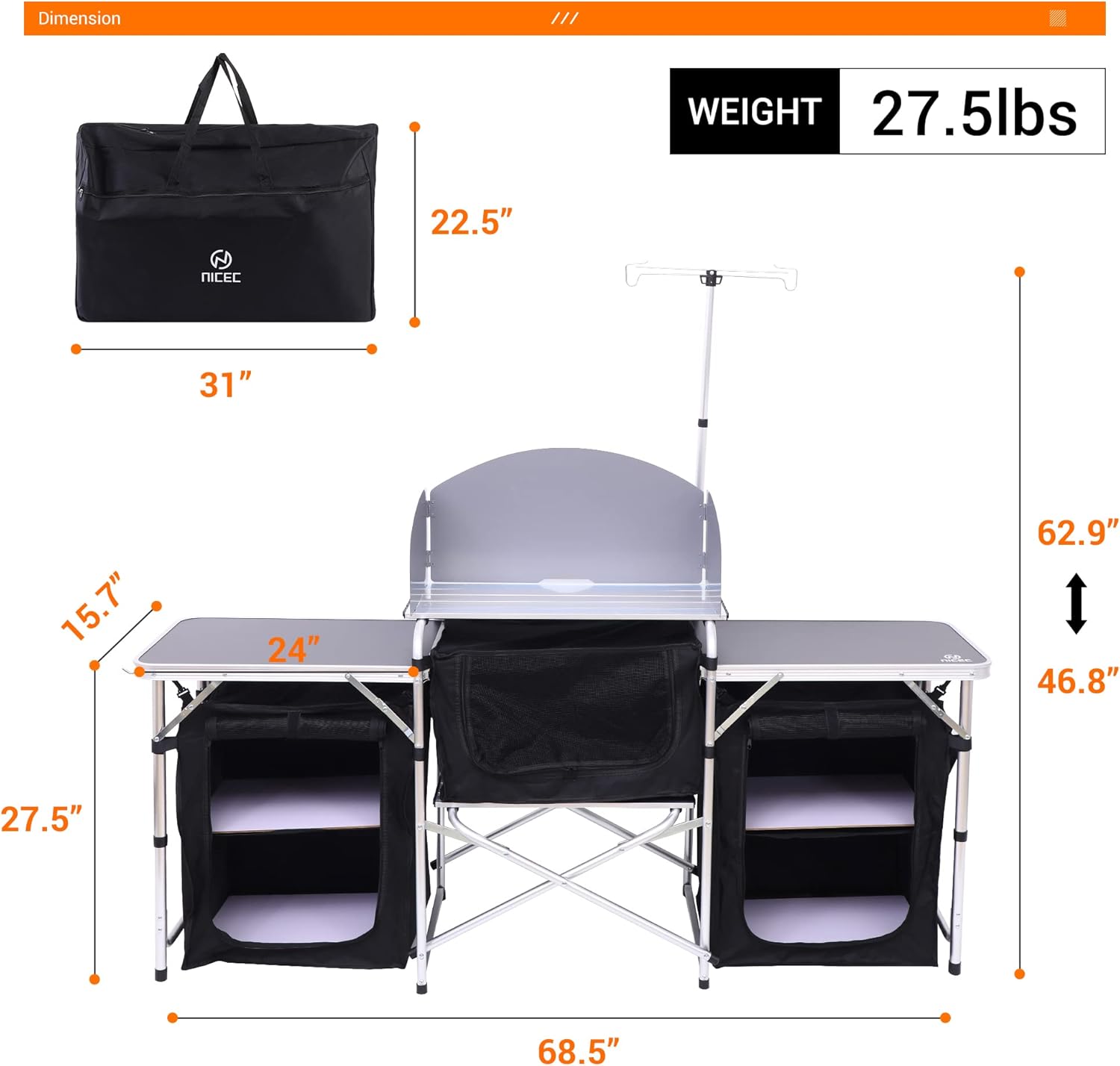Camping Kitchen Table, Folding - مراجعة Camping Cooking Table With Windshield وسعره
